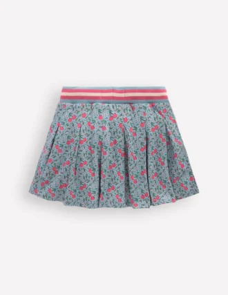 Pleated Jersey Skort Blue Cherries