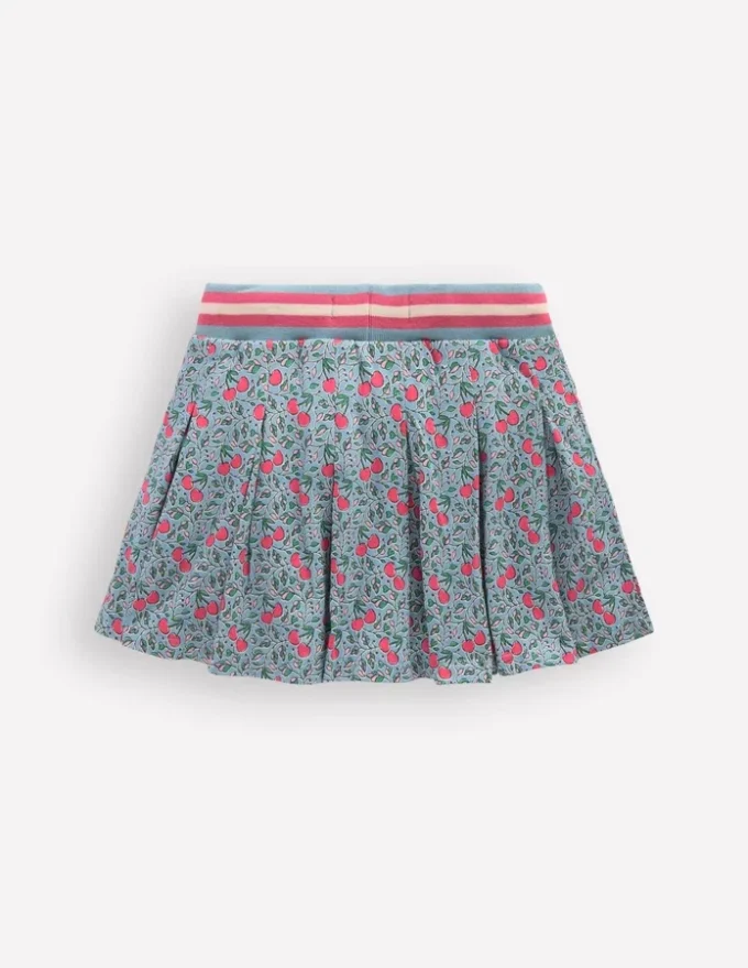 Pleated Jersey Skort Blue Cherries Pleated Jersey Skort Blue Cherries