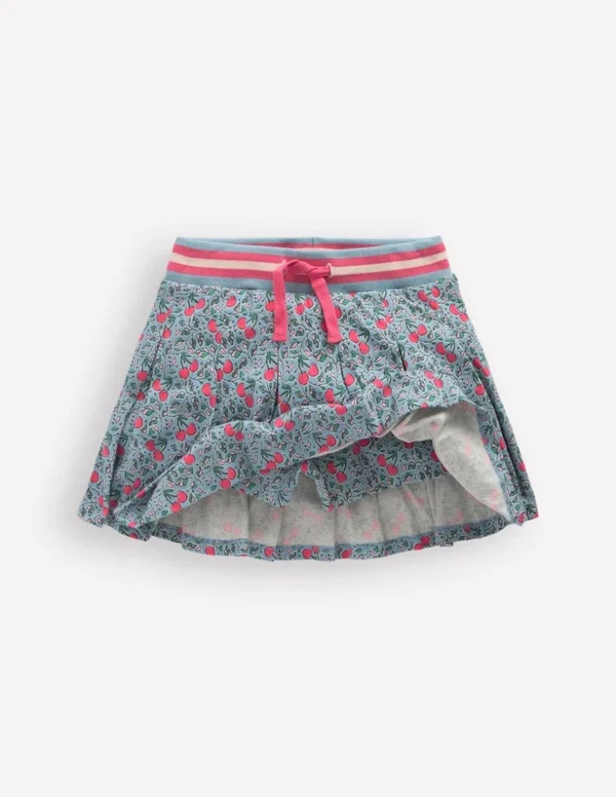 Pleated Jersey Skort Blue Cherries Pleated Jersey Skort Blue Cherries