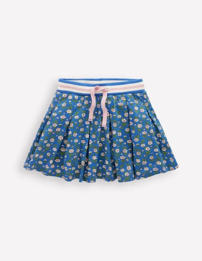 Pleated Jersey Skort Bluejay Garden Flower Pleated Jersey Skort Bluejay Garden Flower
