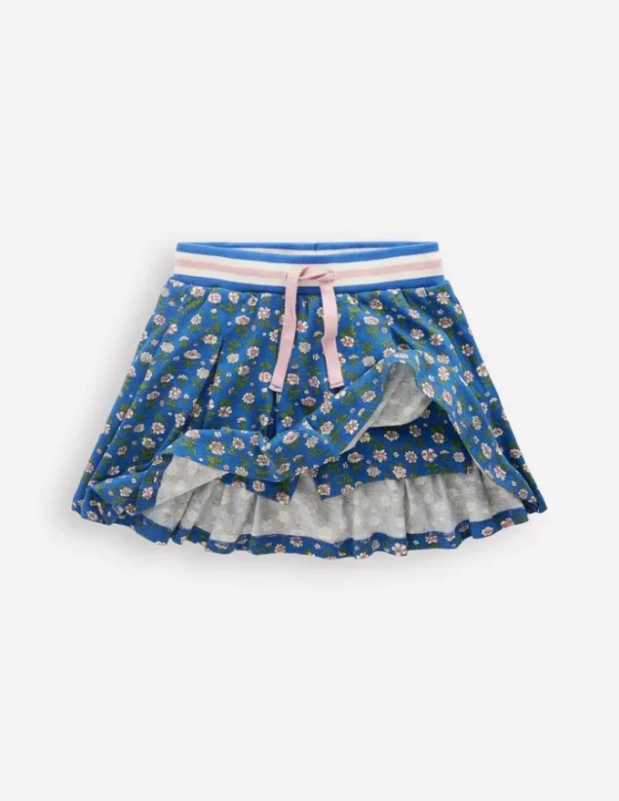 Pleated Jersey Skort Bluejay Garden Flower Pleated Jersey Skort Bluejay Garden Flower