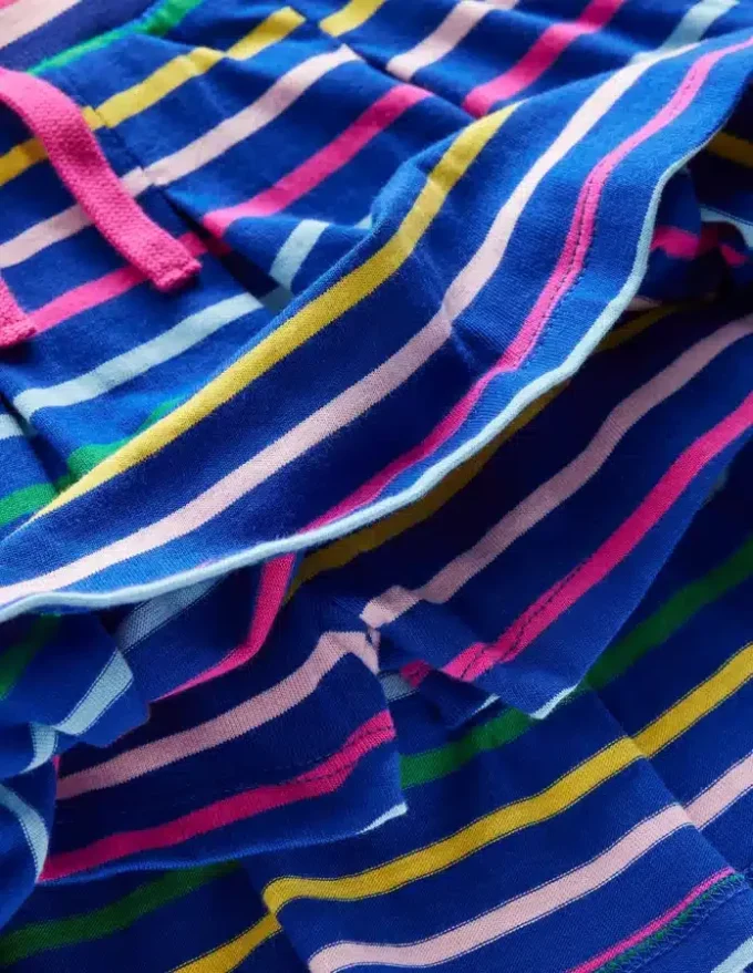 Pleated Jersey Skort Navy Rainbow Stripe Pleated Jersey Skort Navy Rainbow Stripe
