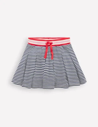 Pleated Jersey Skort Navy Stripe
