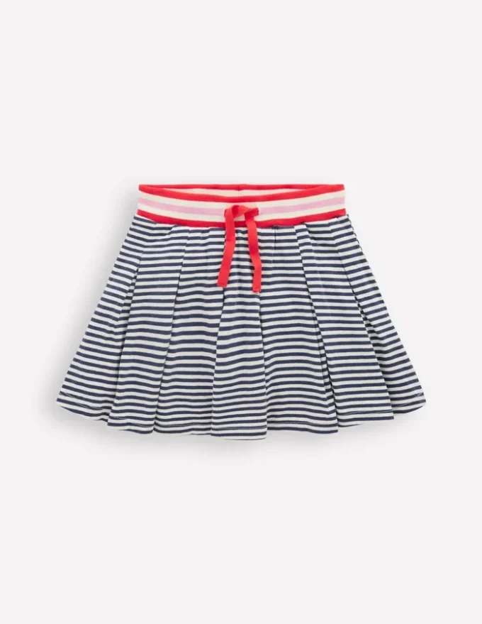 Pleated Jersey Skort Navy Stripe Pleated Jersey Skort Navy Stripe