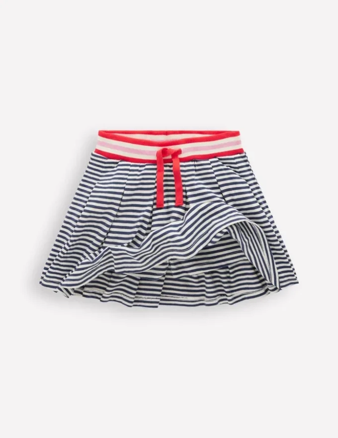 Pleated Jersey Skort Navy Stripe Pleated Jersey Skort Navy Stripe