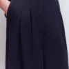 Pleated Linen Culotte Navy Pleated Linen Culotte Navy