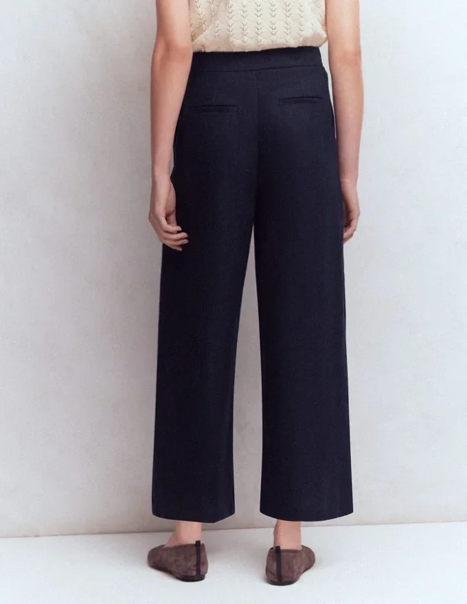 Pleated Linen Culotte Navy Pleated Linen Culotte Navy