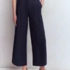 Pleated Linen Culotte Navy Pleated Linen Culotte Navy