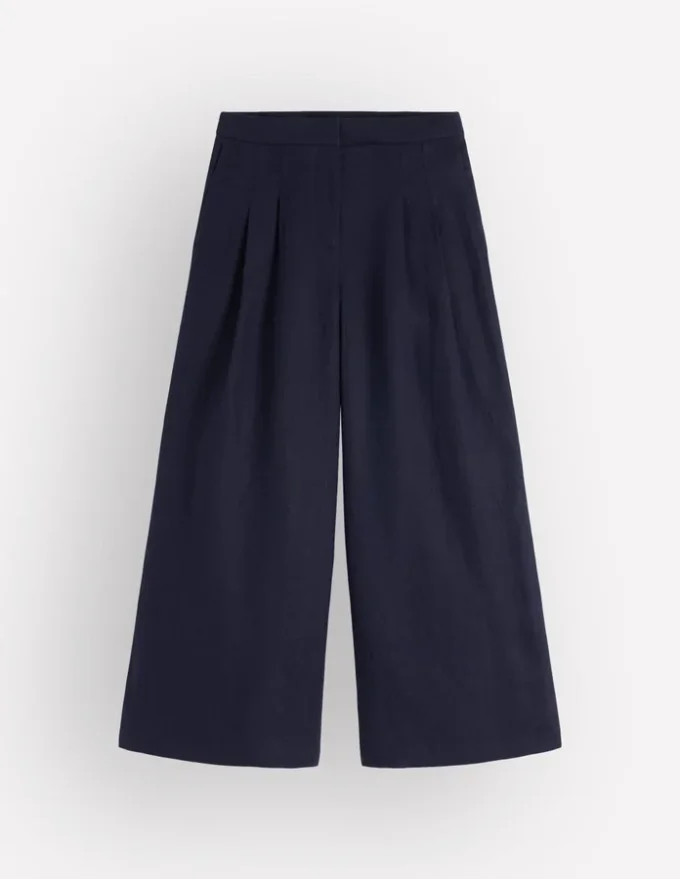 Pleated Linen Culotte Navy Pleated Linen Culotte Navy