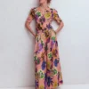 Pleated Mutton Sleeve Top Multi, Opulent Blossom