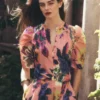 Pleated Mutton Sleeve Top Multi, Opulent Blossom