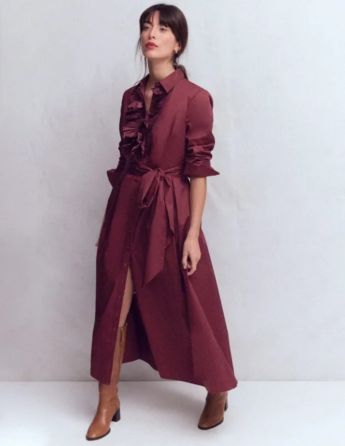 Pleated Ruffle Shirt Dress Deep Wisteria Pleated Ruffle Shirt Dress Deep Wisteria
