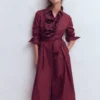 Pleated Ruffle Shirt Dress Deep Wisteria Pleated Ruffle Shirt Dress Deep Wisteria