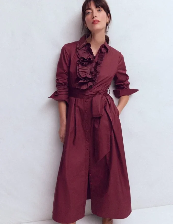 Pleated Ruffle Shirt Dress Deep Wisteria Pleated Ruffle Shirt Dress Deep Wisteria