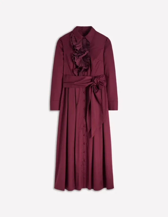 Pleated Ruffle Shirt Dress Deep Wisteria Pleated Ruffle Shirt Dress Deep Wisteria