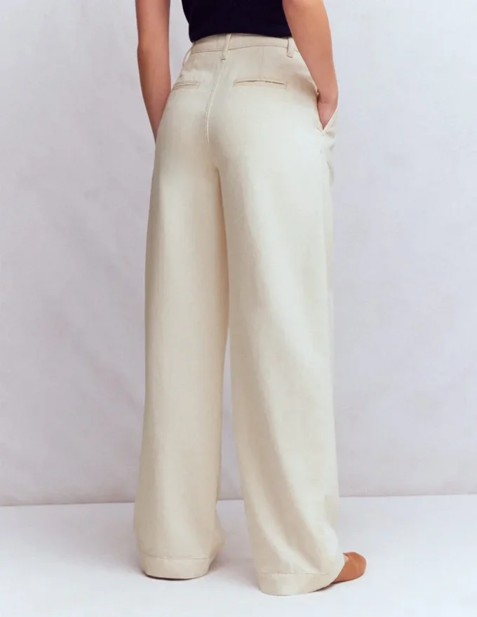 Pleated Wide Leg Jeans Ecru Pleated Wide Leg Jeans Ecru