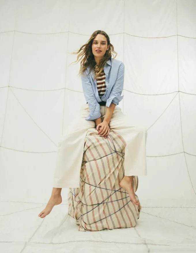 Pleated Wide Leg Jeans Ecru Pleated Wide Leg Jeans Ecru