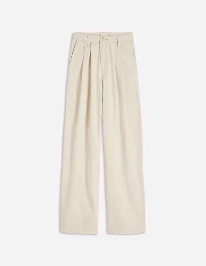 Pleated Wide Leg Jeans Ecru Pleated Wide Leg Jeans Ecru
