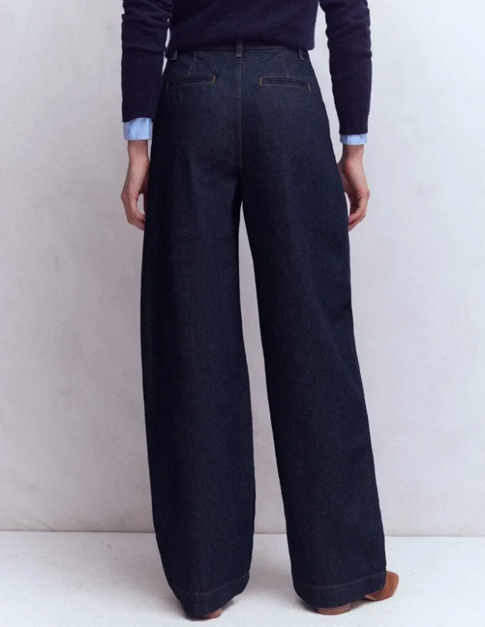 Pleated Wide Leg Jeans Indigo Rinse Pleated Wide Leg Jeans Indigo Rinse