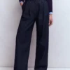 Pleated Wide Leg Jeans Indigo Rinse Pleated Wide Leg Jeans Indigo Rinse