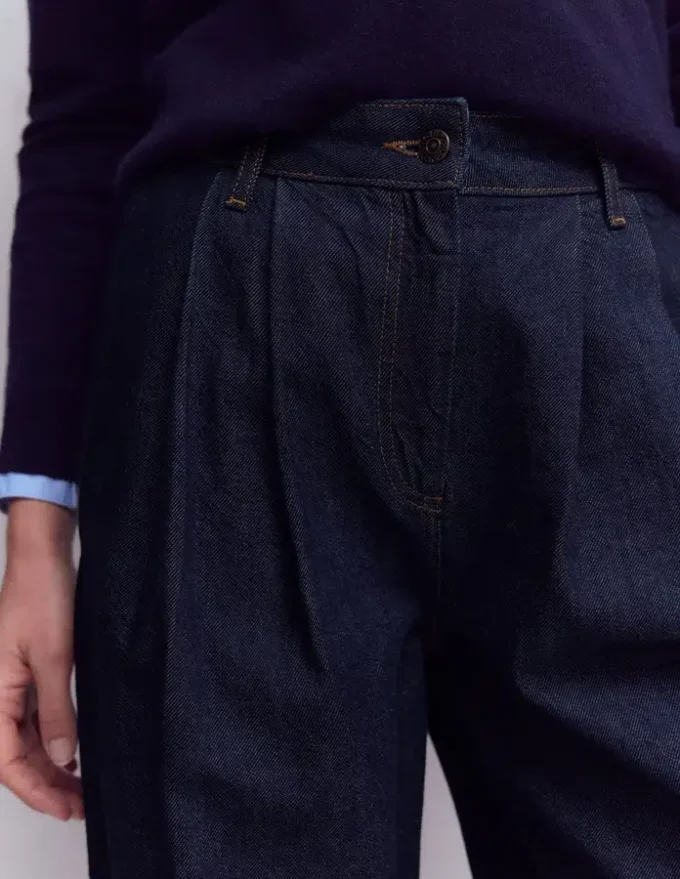 Pleated Wide Leg Jeans Indigo Rinse Pleated Wide Leg Jeans Indigo Rinse