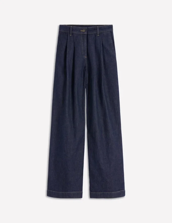 Pleated Wide Leg Jeans Indigo Rinse Pleated Wide Leg Jeans Indigo Rinse