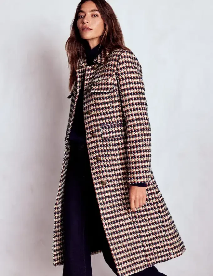 Pocket Detail Coat Camel, Navy Red Pocket Detail Coat Camel, Navy Red