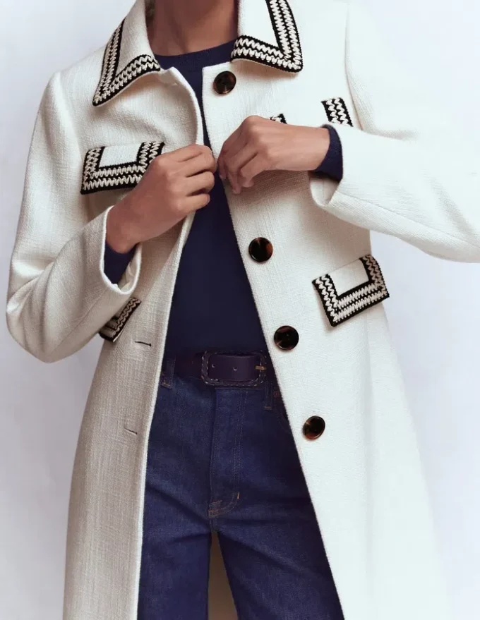 Pocket Detail Coat Ivory