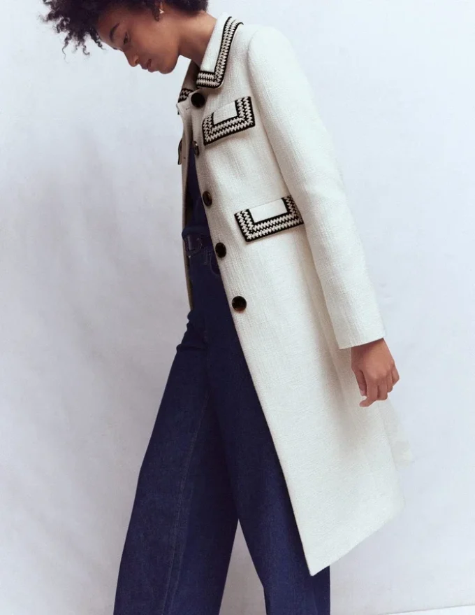 Pocket Detail Coat Ivory