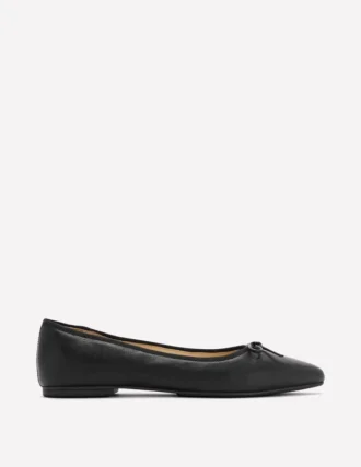 Point Flexi Sole Flats Black Tumble Leather