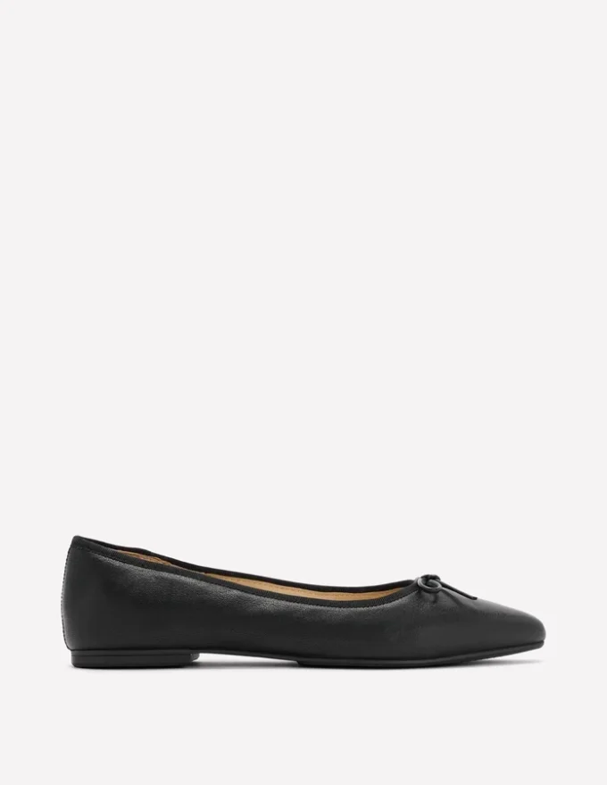 Point Flexi Sole Flats Black Tumble Leather Point Flexi Sole Flats Black Tumble Leather