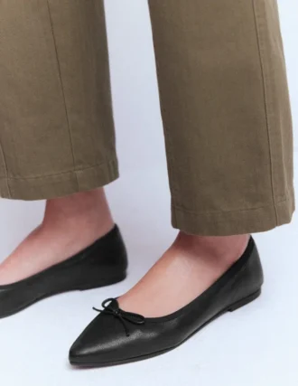 Point Flexi Sole Flats Black Tumble Leather