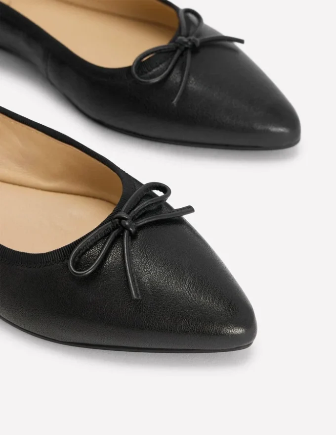 Point Flexi Sole Flats Black Tumble Leather Point Flexi Sole Flats Black Tumble Leather