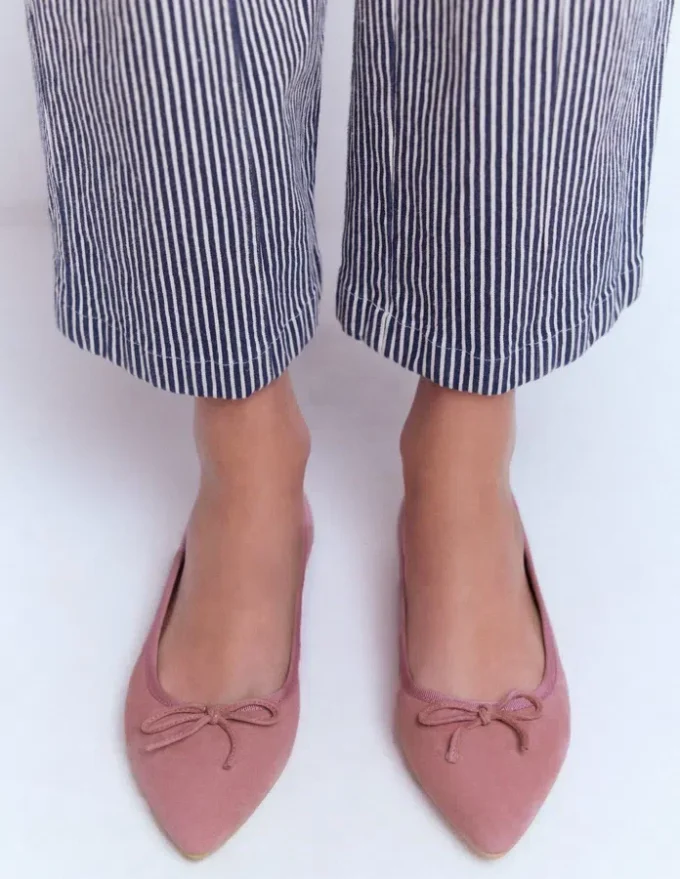 Point Flexi Sole Flats Pink Suede Point Flexi Sole Flats Pink Suede