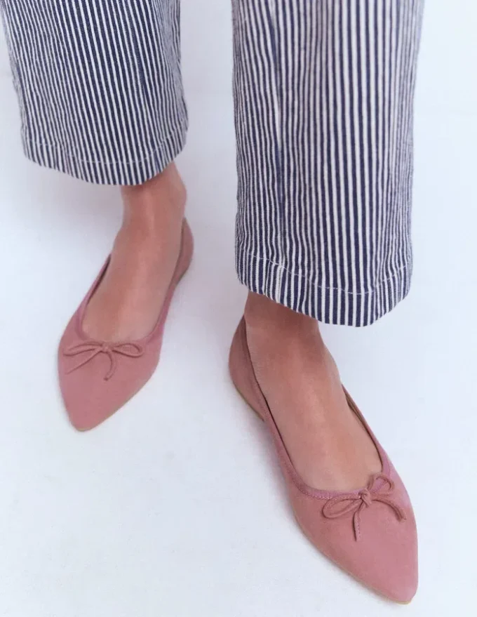 Point Flexi Sole Flats Pink Suede Point Flexi Sole Flats Pink Suede