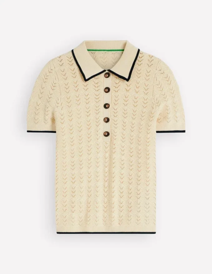 Pointelle Henley T-shirt Cream Pointelle Henley T-shirt Cream
