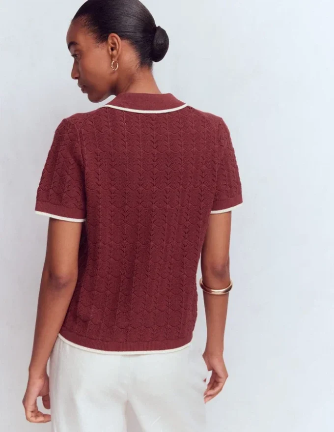 Pointelle Henley T-shirt Rich Chestnut Pointelle Henley T-shirt Rich Chestnut