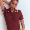 Pointelle Henley T-shirt Rich Chestnut Pointelle Henley T-shirt Rich Chestnut