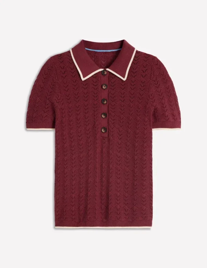 Pointelle Henley T-shirt Rich Chestnut Pointelle Henley T-shirt Rich Chestnut