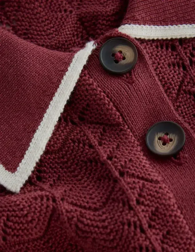 Pointelle Henley T-shirt Rich Chestnut Pointelle Henley T-shirt Rich Chestnut