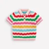 Pointelle Knitted Polo Top Ecru Marl Multi Wave Pointelle Knitted Polo Top Ecru Marl Multi Wave