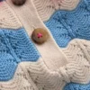 Pointelle Knitted Polo Top Wave Blue