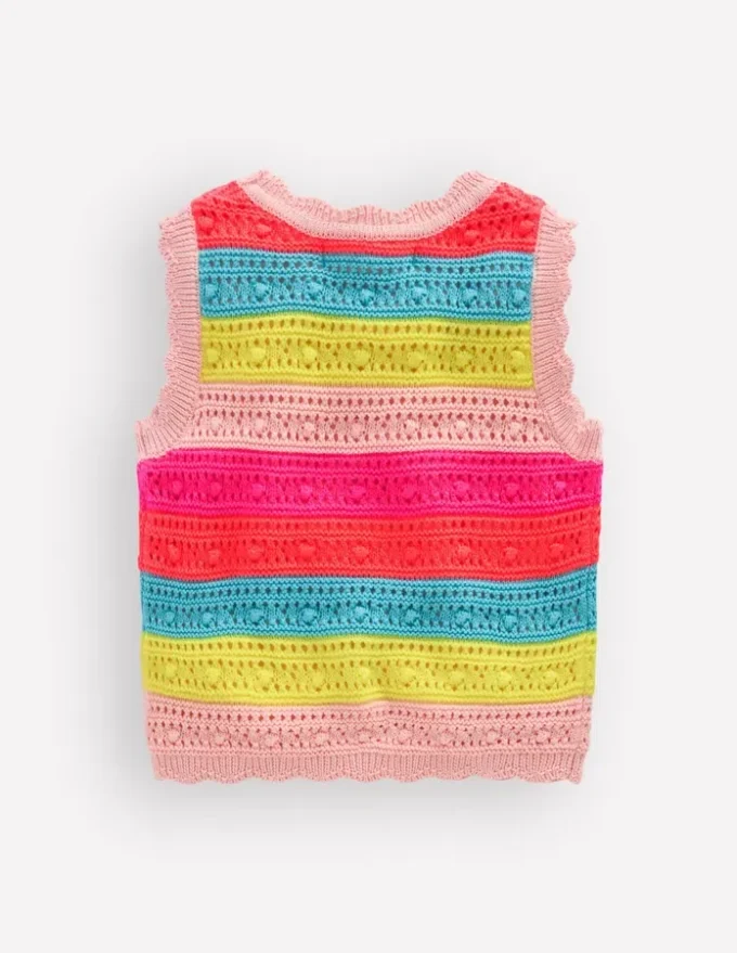 Pointelle Knitted Vest Neon Stripe