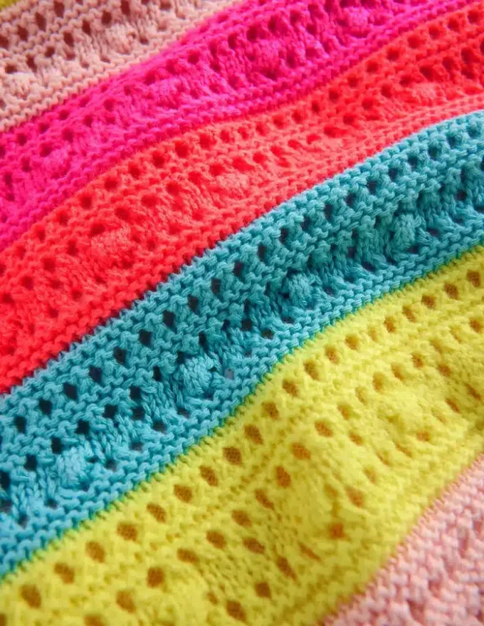 Pointelle Knitted Vest Neon Stripe