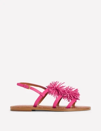 Pom Pom Flat Sandals Pink