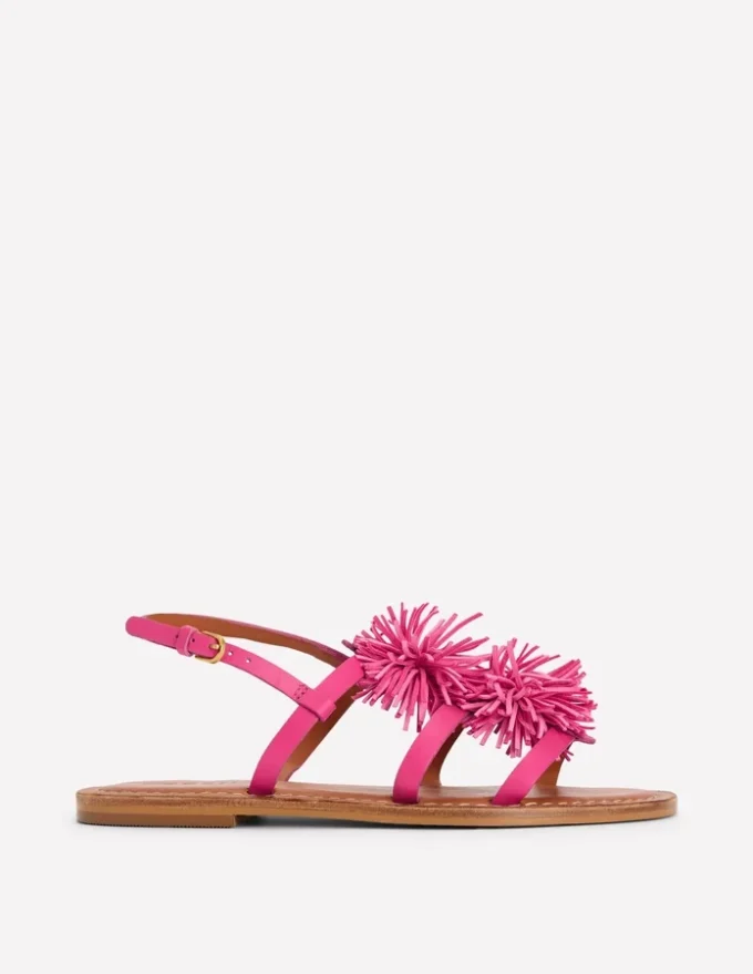 Pom Pom Flat Sandals Pink Pom Pom Flat Sandals Pink