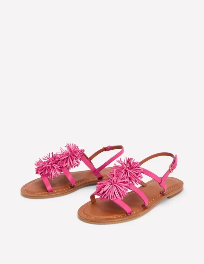 Pom Pom Flat Sandals Pink Pom Pom Flat Sandals Pink