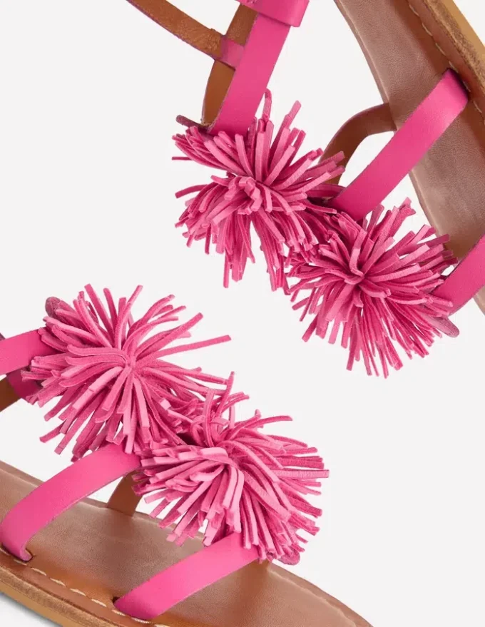 Pom Pom Flat Sandals Pink Pom Pom Flat Sandals Pink