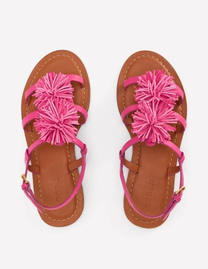 Pom Pom Flat Sandals Pink Pom Pom Flat Sandals Pink