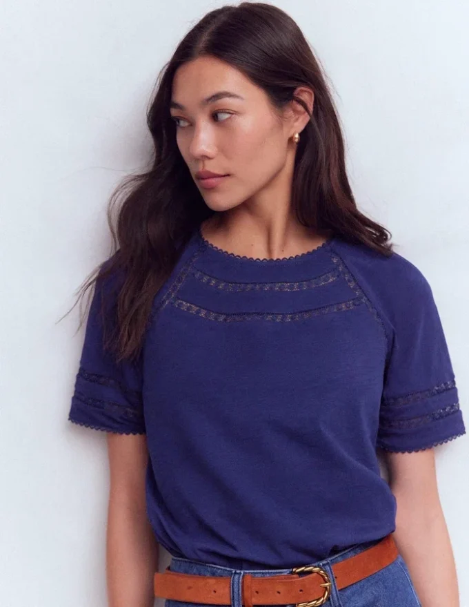 Poppy Trim Crew T-shirt Blue Twilight Poppy Trim Crew T-shirt Blue Twilight
